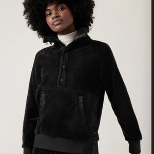 Athleta Women’s NEW Athleta Recover Cozy Snap Front Sweatshirt Size XL Black